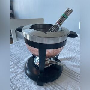 Trudeau Copper Fondue Set with 6 Skewers